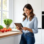 Home 14 영양 상담 사례 분석 - **"A modern and bright French kitchen, bathed in soft, natural light, where a woman in her late 20s,...