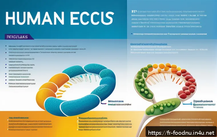 유전자 맞춤형 영양학 - A detailed scientific illustration of human digestive enzymes interacting with various nutrients, hi...
